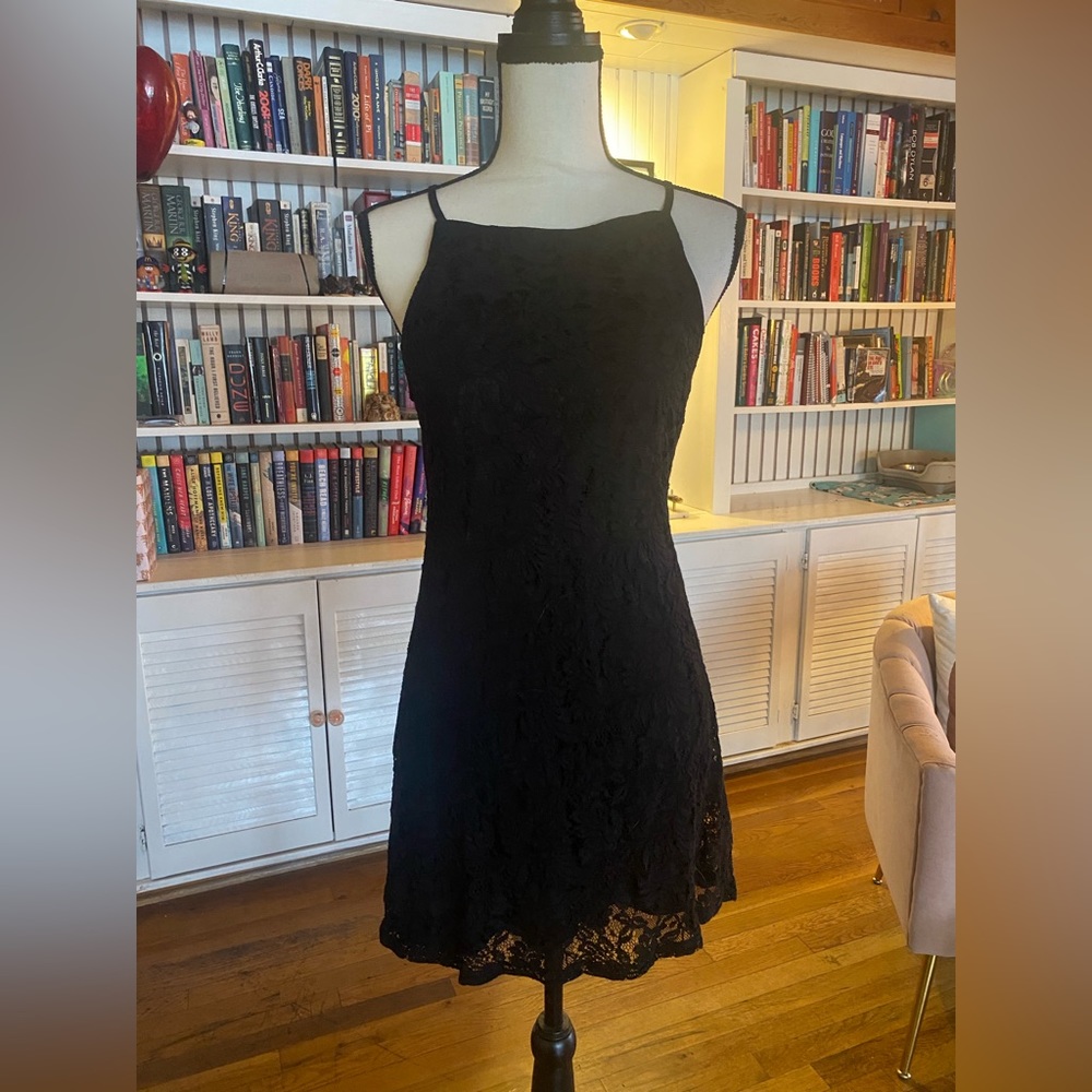 Glamorous brand black lace high neck dress size medium